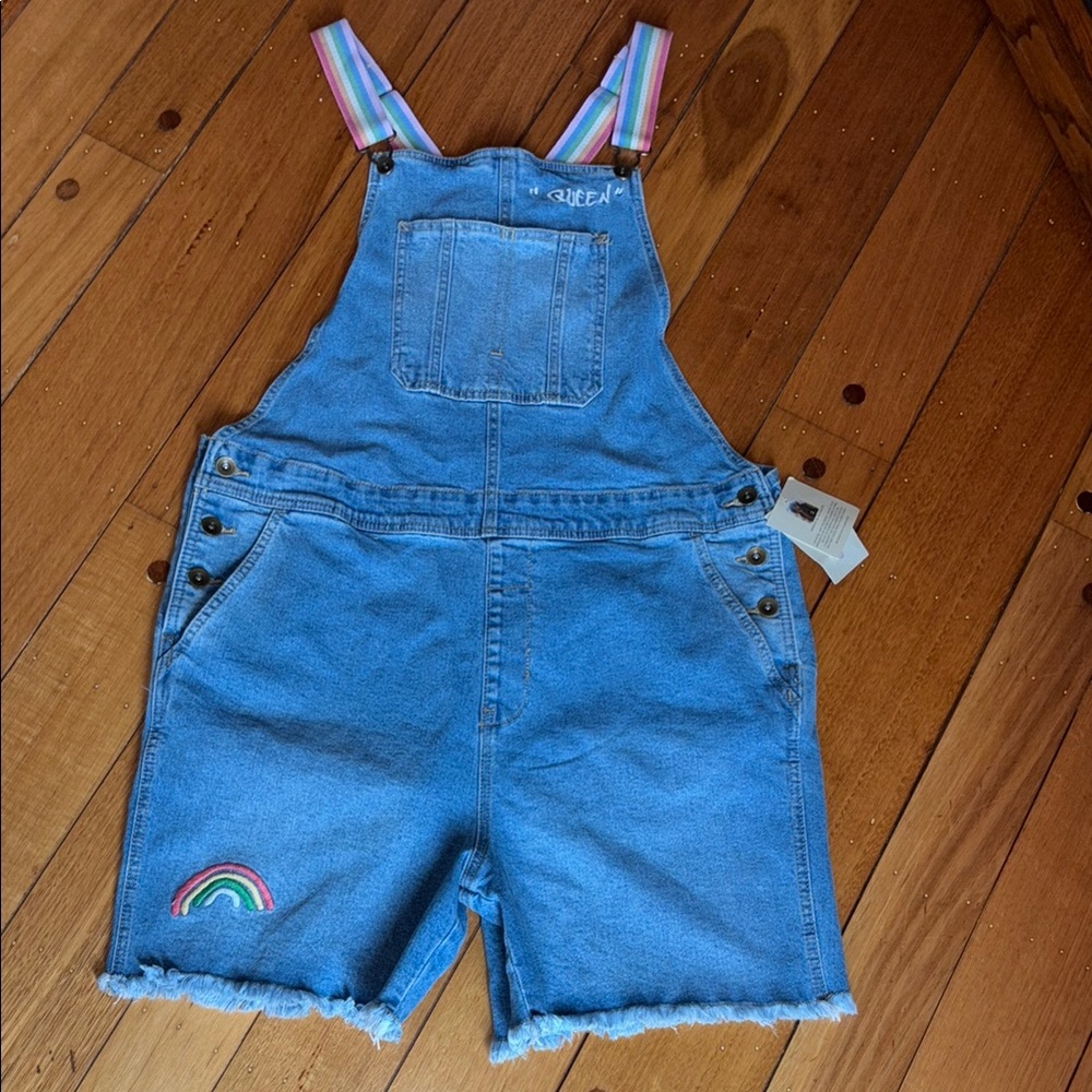 Pride overalls size L rainbow straps & 🌈 embroidery. Perfect pride parade!🏳️‍⚧️